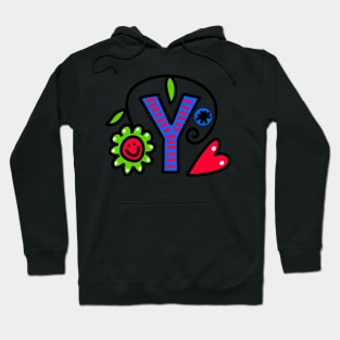 Letter Y abc monogram hand drawn colorful alphabet Hoodie